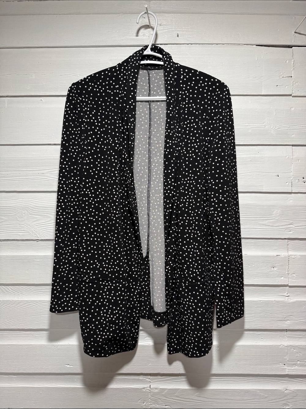 Black Polka Dot Open-Front Women's Blazer Jacket